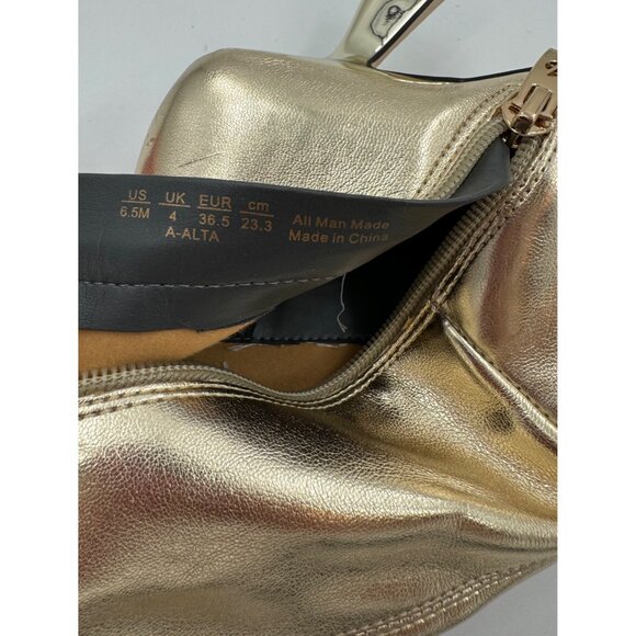 Franco Sarto Alta Gold Knee-High Pointed-Toe Boots  Heels Size 6.5 - Picture 2 of 10